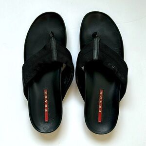 Men’s Prada leather and canvas sandals size 11